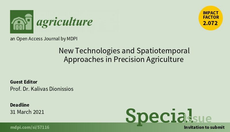 Prof. Dr. Διονύσης ΚΑΛΥΒΑΣ, Special Issue Editor οn “New Technologies and Spatiotemporal Approaches in Precision Agriculture”